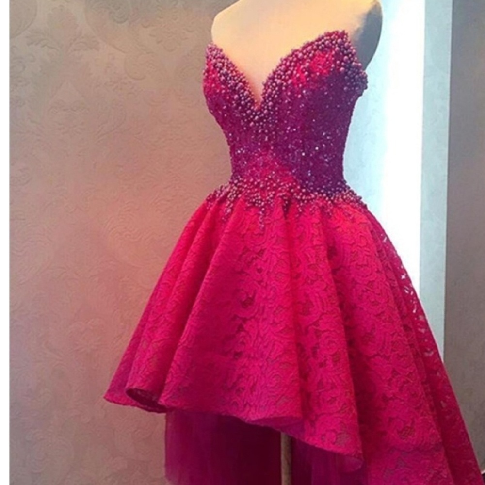 Pink lace high-low
